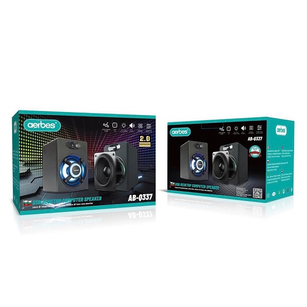 Ηχεία Υπολογιστή 2.1 με RGB Φωτισμό και Ισχύ 3W σε Μαύρο Χρώμα AB-Q337
