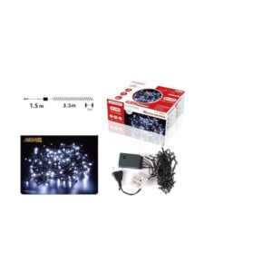 50 Χριστουγεννιάτικα Λαμπάκια LED Ψυχρό Λευκό 5μ Μπαταρίας σε Σειρά με Πράσινο Καλώδιο