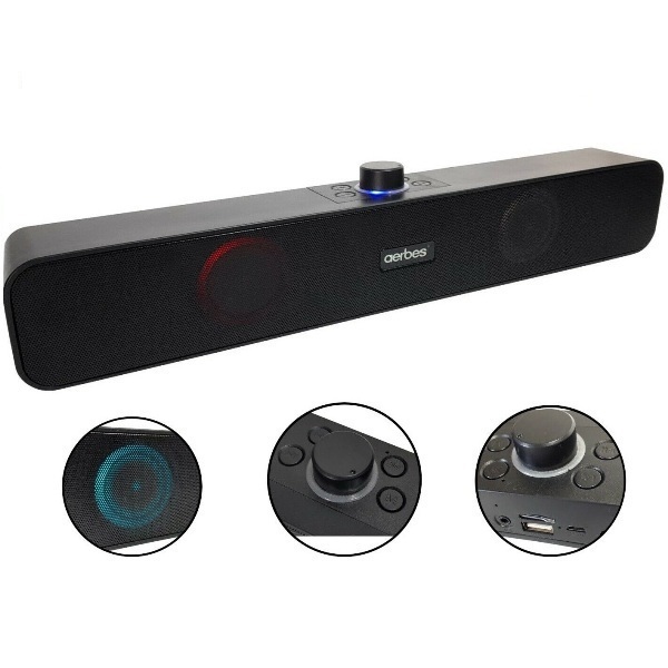 Aerbes AB-D387 Ασύρματα Ηχεία Υπολογιστή 2.0 με RGB Φωτισμό και Bluetooth Ισχύος 10W σε Μαύρο Χρώμα