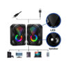 Aerbes AB-D389 Ηχεία Υπολογιστή 2.0 με RGB Φωτισμό και Ισχύ 3W σε Μαύρο Χρώμα