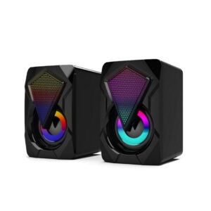 Aerbes AB-D389 Ηχεία Υπολογιστή 2.0 με RGB Φωτισμό και Ισχύ 3W σε Μαύρο Χρώμα