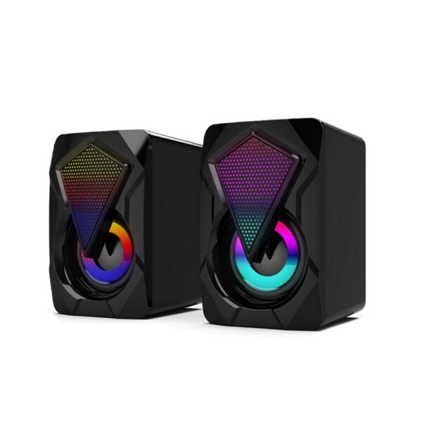 Aerbes AB-D389 Ηχεία Υπολογιστή 2.0 με RGB Φωτισμό και Ισχύ 3W σε Μαύρο Χρώμα