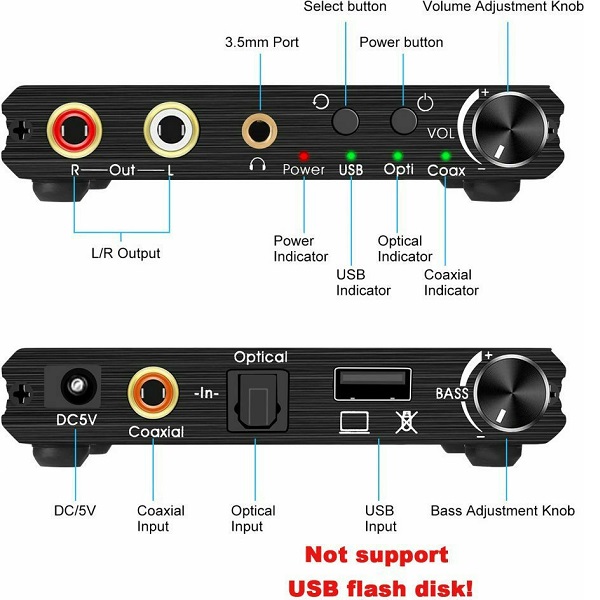 Μετατροπέας Coaxial / Toslink / USB-A female σε RCA female Andowl