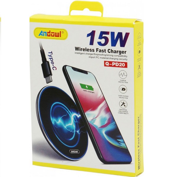 Φορτιστής Ασύρματος 15W Μαύρος Andowl Q-PD20