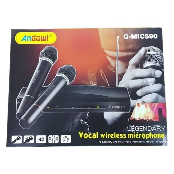 Karaoke Σύστημα με Ασύρματα Μικρόφωνα σε Μαύρο Χρώμα Q-MIC590 Andowl