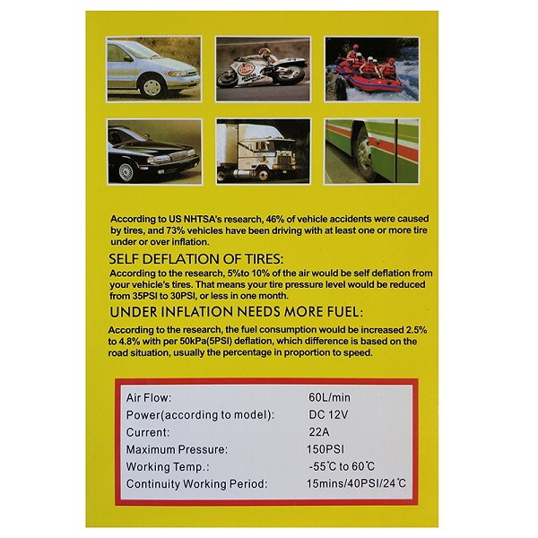 Τρόμπα Αυτοκινήτου 150PSI με Καλώδιο Αναπτήρα 12V Andowl Q-DQ999