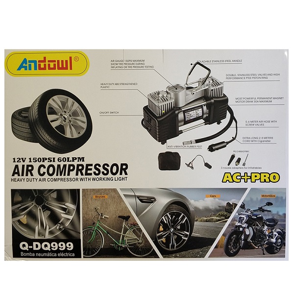 Τρόμπα Αυτοκινήτου 150PSI με Καλώδιο Αναπτήρα 12V Andowl Q-DQ999