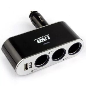 Φορτιστής Αυτοκινήτου Μαύρος με Θύρες: 1xUSB 3xΑναπτήρα Andowl q-jc80