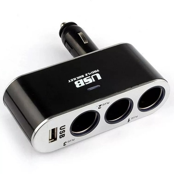 Φορτιστής Αυτοκινήτου Μαύρος με Θύρες: 1xUSB 3xΑναπτήρα Andowl q-jc80