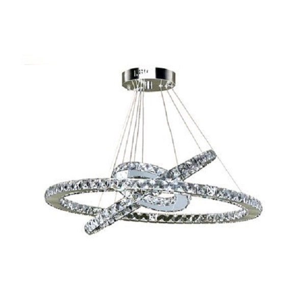 Μοντέρνος Πολυέλαιος Led 55W 3 Δαχτυλίδια 6500K Λευκό Φως με Ακρυλικά Κρύσταλλα