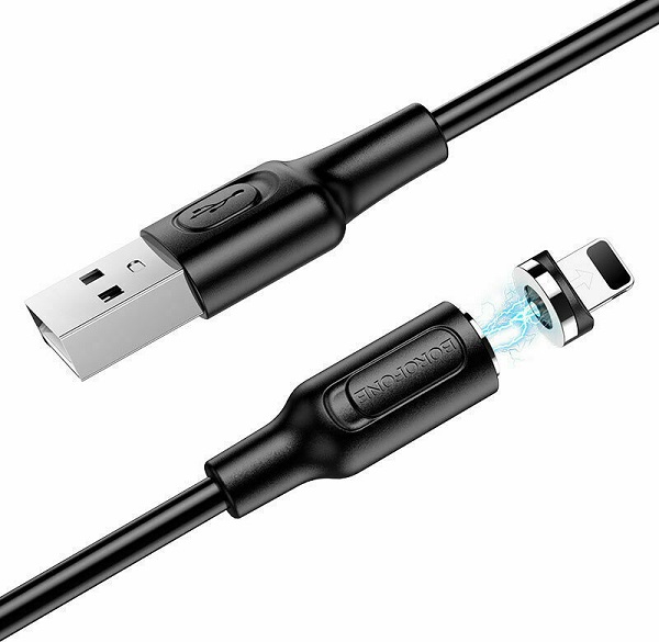 Borofone BX41 Magnetic USB to Lightning Cable Μαύρο 1m