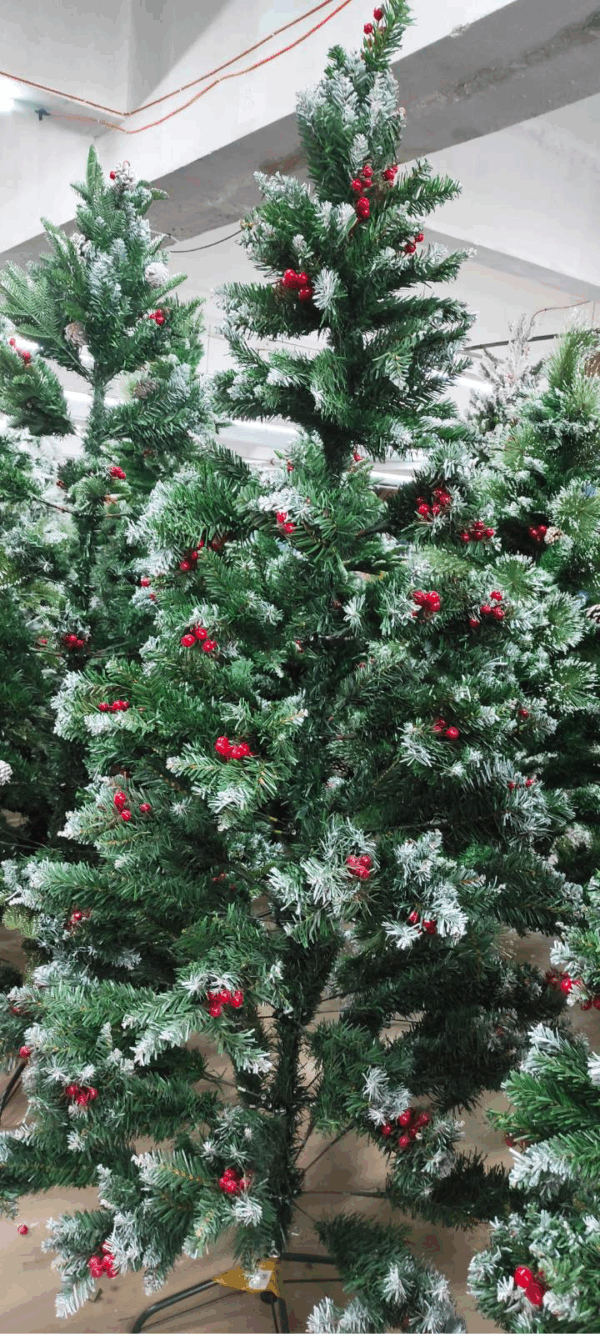CH-5.png Χριστουγεννιάτικο Δέντρο 210εκ Πράσινο Χιονισμένο Έλατο με Berry Μεταλλική Βάση CH-6