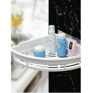 CMR-SQ5030 Γωνιακή Επιτοίχια Ραφιέρα Μπάνιου Πλαστική με 1 Ράφι και Βεντούζες 26.5x26.5x10.5cm