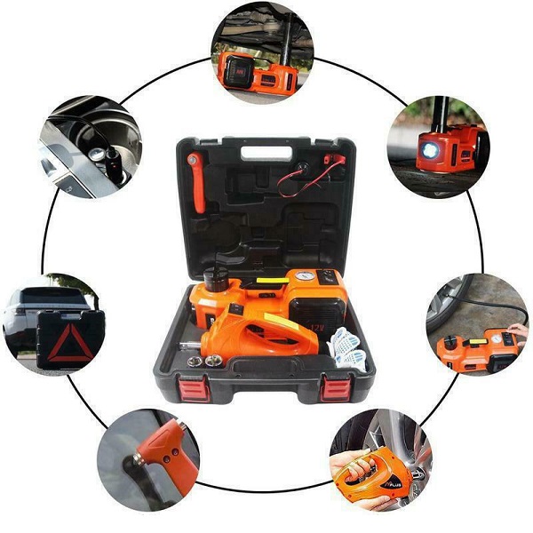 Γρύλος Αυτοκινήτου Ηλεκτρικός Υδραυλικός Δαπέδου με Αντλία Φουσκώματος, Συμπαγές Κλειδί και Φακό Φορητό 12V 58646