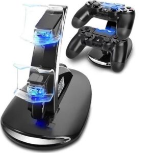 Dual Charge n Stand Βάση Φόρτισης για 2 χειριστήρια PS4 με φωτισμό LED Μαύρη