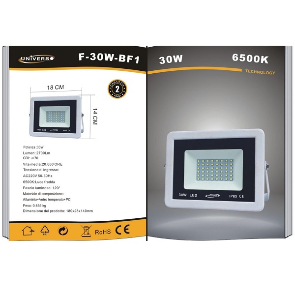 Προβολέας  UNIVERSO F30W-BF1 6500k