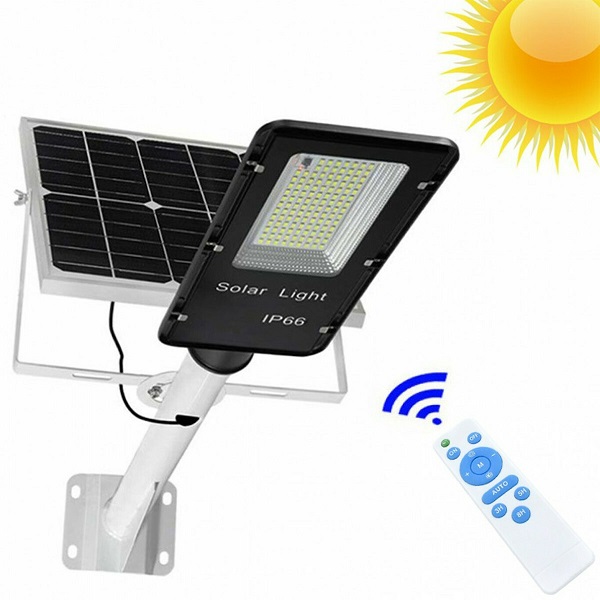 Ηλιακό Φωτιστικό Δρόμου Στεγανό IP67 με Αισθητήρα Φωτός και Τηλεχειριστήριο και Ψυχρό Λευκό Φως σε Μαύρο Χρώμα Foyu FO-6100