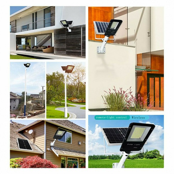 Ηλιακό Φωτιστικό Δρόμου Στεγανό IP67 με Αισθητήρα Φωτός και Τηλεχειριστήριο και Ψυχρό Λευκό Φως σε Μαύρο Χρώμα Foyu FO-6100