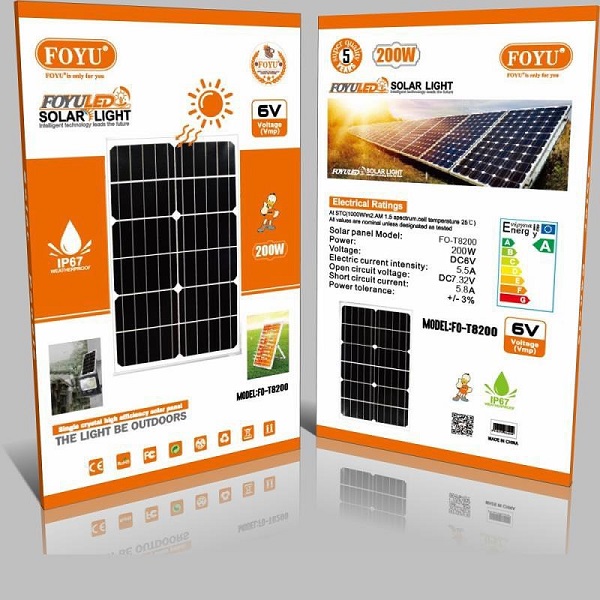 Ηλιακός Προβολέας LED 200w με Οθόνη & Τηλεχειριστήριο Αδιάβροχος FOYU FO-T8200