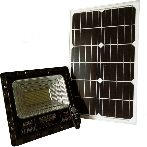 Ηλιακός Προβολέας LED 200w με Οθόνη & Τηλεχειριστήριο Αδιάβροχος FOYU FO-T8200