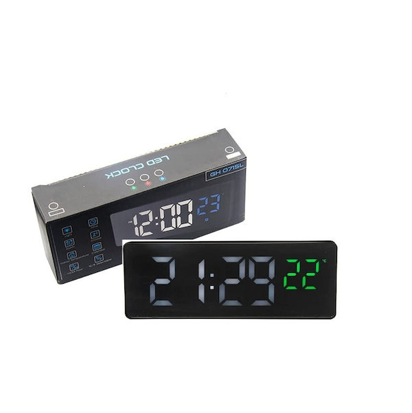 Ψηφιακό Ρολόι Επιτραπέζιο Καθρέφτης LED μαύρο GH-0715L