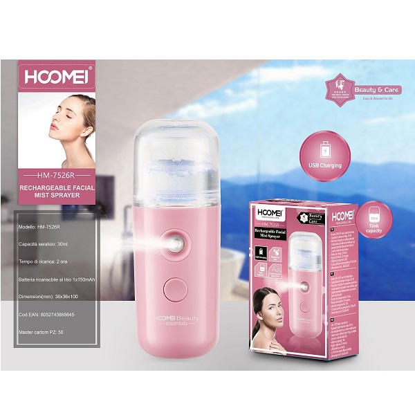 Ψεκαστήρας Προσώπου 30ml Facial Mist Spray Hoomei HM-7526R Ροζ