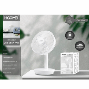 Ανεμιστηράκι Επιτραπέζιο Eπαναφορτιζόμενο USB 18cm Λευκό Hoomei HM-8278W
