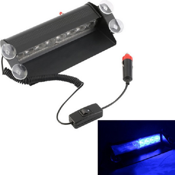Φακός με 8 LED 8W Αυτοκινήτου με Βεντούζες για τοποθέτηση στο τζάμι και 3 διαφορετικές λειτουργίες φλας, HS-51057 Κόκκινο με Μπλέ