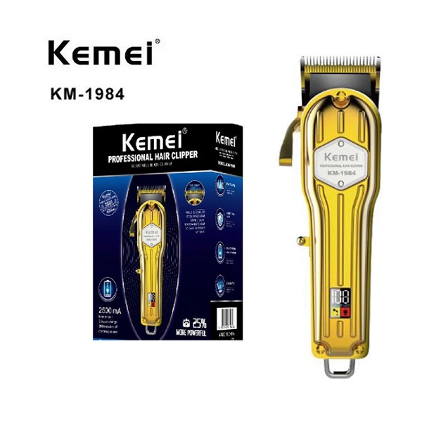 KM-1984.jpg Kemei Κουρευτική Μηχανή Επαγγελματική Επαναφορτιζόμενη Χρυσή KM-1984