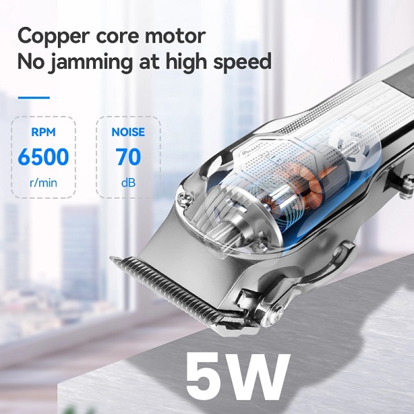 Kemei Επαγγελματική Κουρευτική Μηχανή Επαναφορτιζόμενη  Ασημί KM-517