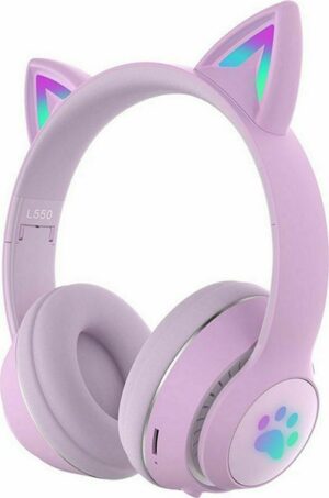 Bluetooth Ακουστικά Ασύρματα Over Ear με 9 ώρες Λειτουργίας Μώβ L550