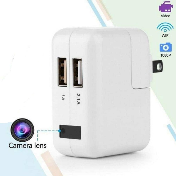Διπλός Φορτιστής Πρίζας Καταγραφικό με Κάμερα 1080p & Μικρόφωνο