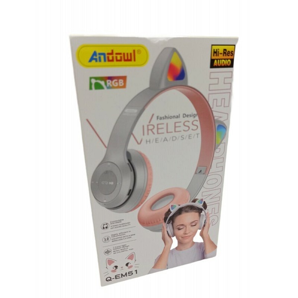Ακουστικά Ασύρματα Ενσύρματα On Ear Ροζ Andowl Q-EM51
