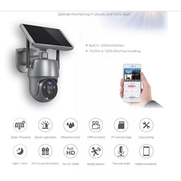 Κάμερα Παρακολούθησης IP Wi-Fi 1080p Αδιάβροχη Μπαταρίας με Αμφίδρομη Επικοινωνία Ασημί Q-SX01 Andowl