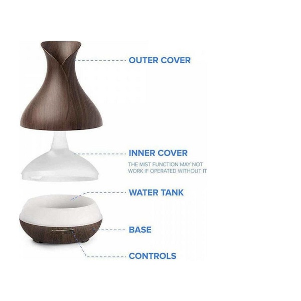 Αρωματοθεραπεία Συσκευή Led Υπερήχων Q-T58 Καφέ 550ml Andowl