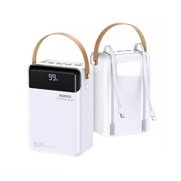 Power Bank 80000mAh 22.5W με 2 Θύρες USB-A και Θύρα USB-C Quick Charge 3.0 Λευκό Remax RPP-566