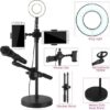 Ring Light LED 9cm με Επιτραπέζια Βάση Στήριξης και Βάση για 2 Κινητά και Μικρόφωνο RK25