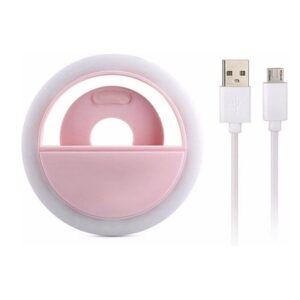 Selfie Ring Light για Smartphone με Καλώδιο Micro Usb Ροζ