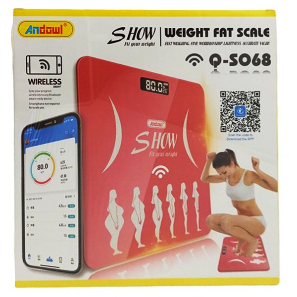 Smart Ζυγαριά με Λιπομετρητή & Bluetooth σε Ροζ χρώμα Q-S068