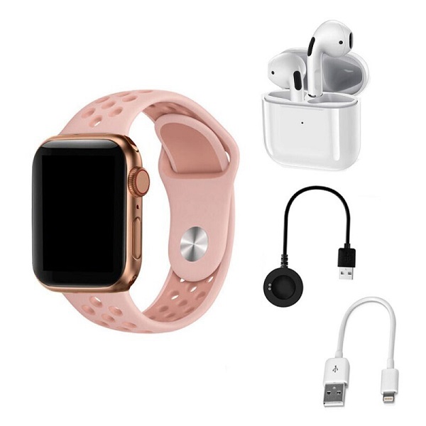 Smartwatch με Παλμογράφο Remax Q8 & Earbuds (Ροζ)