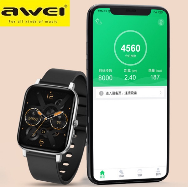 Smartwatch με Παλμογράφο (Μαύρο) Awei H6