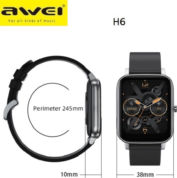 Smartwatch με Παλμογράφο (Μαύρο) Awei H6