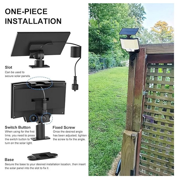 Επιτοίχιο Ηλιακό Φωτιστικό Ψυχρό Λευκό με Αισθητήρα Κίνησης Φωτοκύτταρο και Τηλεχειριστήριο