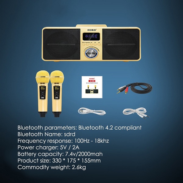 TBD0544942801_B71.jpg Διπλό ασύρματο μικρόφωνο Ηχείο Bluetooth Karaoke Σετ ηχείων SDRD 30W