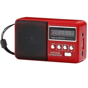 Φορητό Ραδιόφωνο Επαναφορτιζόμενο με Bluetooth και USB Κόκκινο WSTER WS-2319