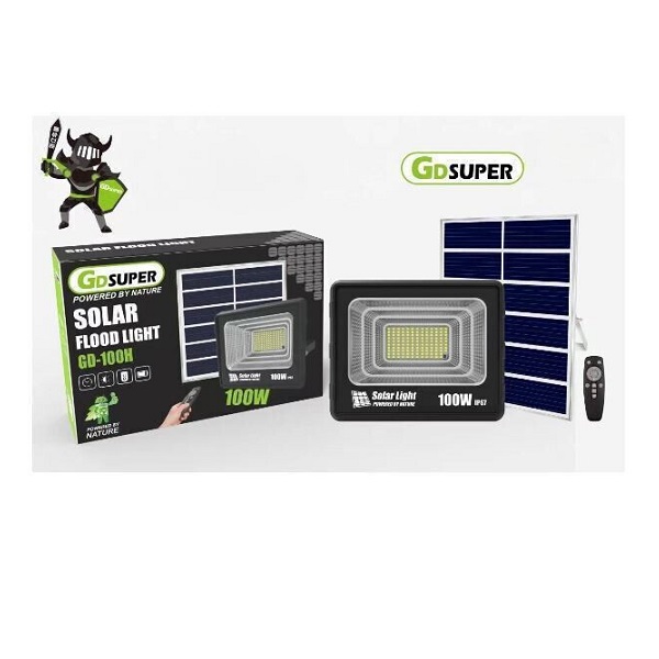 Αδιάβροχος Ηλιακός Προβολέας GDSUPER GD-100H 100W με Ηλιακό Πάνελ & Χειριστήριο