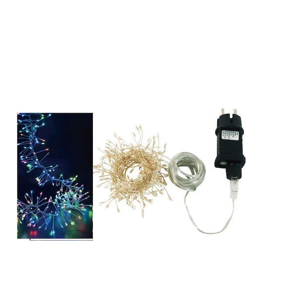 200 Χριστουγεννιάτικα Λαμπάκια LED Πολύχρωμα 3μ σε Σειρά με Ασημί Καλώδιο και Προγράμματα Arrango 76878