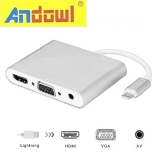 andowl_lightning_male_3_5mm_hdmi_vga_female.jpg Μετατροπέας Lightning male σε 3.5mm / HDMI / VGA female Λευκό Andowl Q-HD410