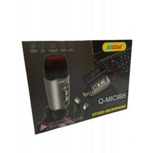Μικρόφωνο Πυκνωτικό USB Q-MIC995 Επιτραπέζιο για Studio σε Ασημί Χρώμα Andowl