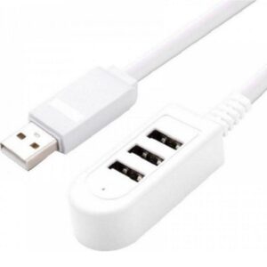 Αντάπτορας Hub USB 3 θυρών 2.4A με καλώδιο επέκτασης 1.20m λευκός Q-T87 Andowl